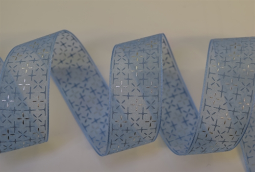 Band 25m/ 25mm, Kreuzdruck - Organza, hellblau Band 25m/ 25mm, Kreuzdruck - Organza, hellblau