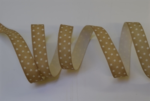 Band 20m/ 15mm, Leinen Sterne, natur Band 20m/ 15mm, Leinen Sterne, natur