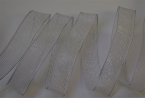 Band 20m/ 15mm, Lurex - Drahtkante, weiss Band 20m/ 15mm, Lurex - Drahtkante, weiss