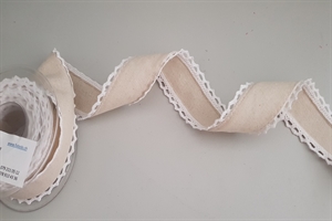 Band 5m/ 65mm, Natur mit Spitzen, ecru Band 5m/ 65mm, Natur mit Spitzen, ecru