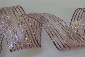 Band 20m/ 40mm, Organza m. Silberstreifen, rosa Band 20m/ 40mm, Organza m. Silberstreifen, rosa