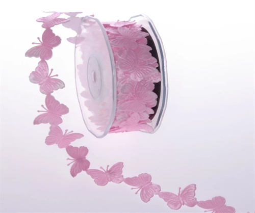 Band 10m/ 30mm, Schmetterling - klebend, rosa Band 10m/ 30mm, Schmetterling - klebend, rosa