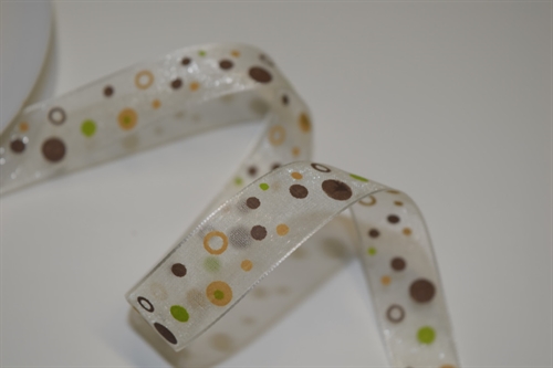 Band 25m/ 15mm, Bubbles - Organza, creme-braun Band 25m/ 15mm, Bubbles - Organza, creme-braun