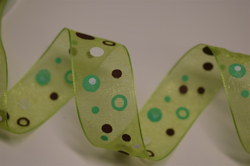 Band 25m/ 25mm, Bubbles - Organza, grün Band 25m/ 25mm, Bubbles - Organza, grün