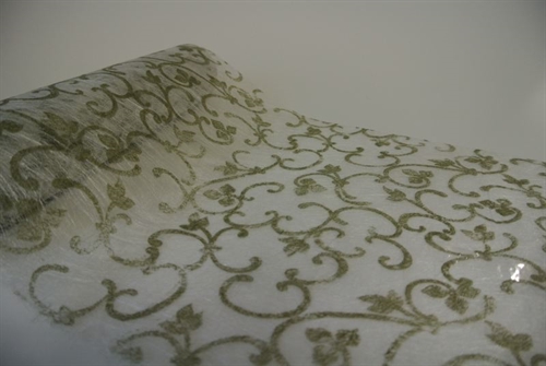 Tischband, 10m/ 300mm Sizoflor Barock, grün Tischband, 10m/ 300mm Sizoflor Barock, grün