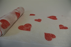 Tischband, 10m/ 300mm Sizoflor Herz, rot/weiss Tischband, 10m/ 300mm Sizoflor Herz, rot/weiss