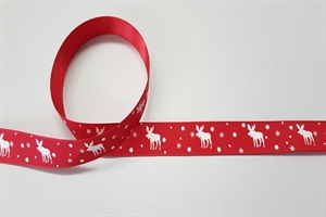 Band 20m/ 15mm, Elch/ Sterne, rot Band 20m/ 15mm, Elch/ Sterne, rot