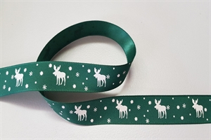 Band 20m/ 15mm, Elch/ Sterne, grün Band 20m/ 15mm, Elch/ Sterne, grün