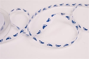 Band 20m/ 10mm, Baby Füsschen kl, dblau Band 20m/ 10mm, Baby Füsschen kl, dblau