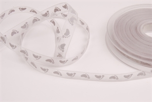 Band 20m/ 10mm, Baby Füsschen kl, grau Band 20m/ 10mm, Baby Füsschen kl, grau