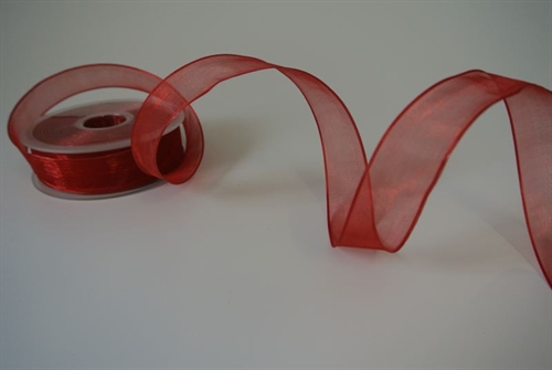 Band 25m/ 22mm, Shiny single color, Draht, rot Band 25m/ 22mm, Shiny single color, Draht, rot