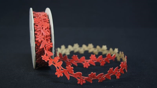 Band 10y/ 20mm, Blume klebend, rot Band 10y/ 20mm, Blume klebend, rot