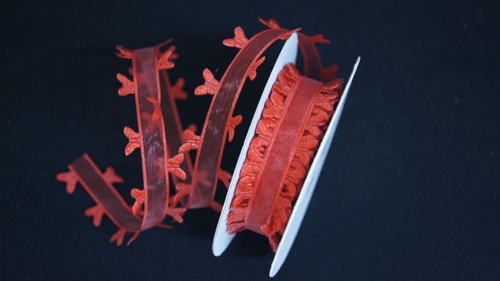 Band 10y/ 25mm, Schmetterling an Organza, rot Band 10y/ 25mm, Schmetterling an Organza, rot