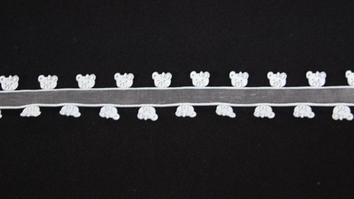 Band 25mm, Bärchen an Organza, blau Band 25mm, Bärchen an Organza, blau