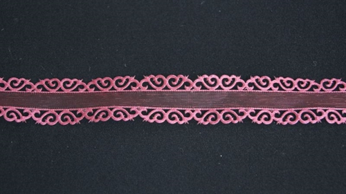 Band 10y/ 25mm, Ornamente an Organza, aubergine Band 10y/ 25mm, Ornamente an Organza, aubergine