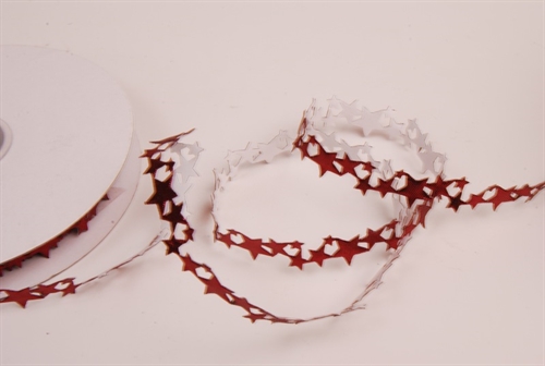 Band 10y/ 15mm, Sterne klebend, stierenblut Band 10y/ 15mm, Sterne klebend, stierenblut