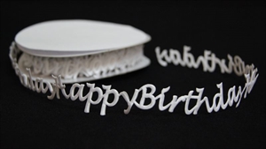 Band 10y/ 24mm, Happy Birthday - klebend, weiss Band 10y/ 24mm, Happy Birthday - klebend, weiss