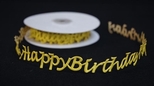Band 10y/ 24mm, Happy Birthday - klebend, gelb Band 10y/ 24mm, Happy Birthday - klebend, gelb