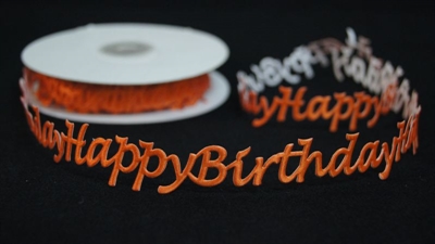 Band 10y/ 24mm, Happy Birthday - klebend, orange