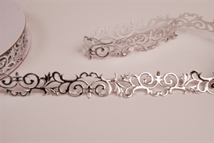 Band 10y/ 25mm, Ornament klebend, silber Band 10y/ 25mm, Ornament klebend, silber