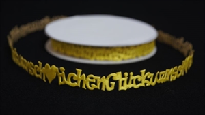 Band 10y/ 16mm, Glückwunsch 70x klebend, gelb Band 10y/ 16mm, Glückwunsch 70x klebend, gelb