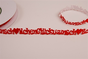 Band 10y/ 16mm, Glückwunsch klebend, rot Band 10y/ 16mm, Glückwunsch klebend, rot