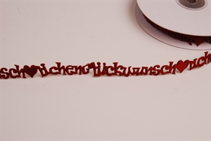 Band 10y/ 16mm, Glückwunsch klebend, stierenblut Band 10y/ 16mm, Glückwunsch klebend, stierenblut