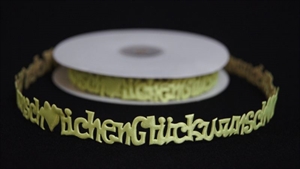 Band 10y/ 16mm, Glückwunsch klebend, gelb/grün (29) Band 10y/ 16mm, Glückwunsch klebend, gelb/grün (29)