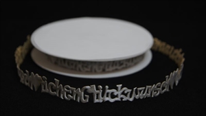 Band 10y/ 16mm, Glückwunsch klebend, altsilber Band 10y/ 16mm, Glückwunsch klebend, altsilber
