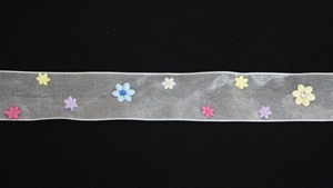 Band 5m/ 25mm, Blühten, hblau Band 5m/ 25mm, Blühten, hblau