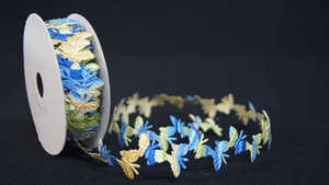 Band 10y/ 27mm, Schmetterling klebend, blau/bunt Band 10y/ 27mm, Schmetterling klebend, blau/bunt