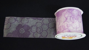 Band 20m/ 70mm, Tüll mit Blumen, lila Band 20m/ 70mm, Tüll mit Blumen, lila