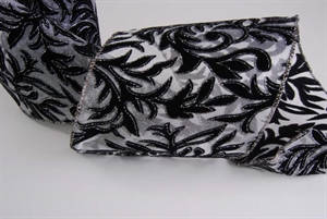 Band 5m/ 120mm, Flock leaf, schwarz/silber Band 5m/ 120mm, Flock leaf, schwarz/silber