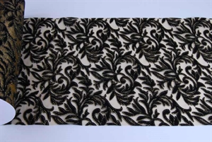 Band 5m/ 280mm, Flock leaf table, schwarz/gold Band 5m/ 280mm, Flock leaf table, schwarz/gold