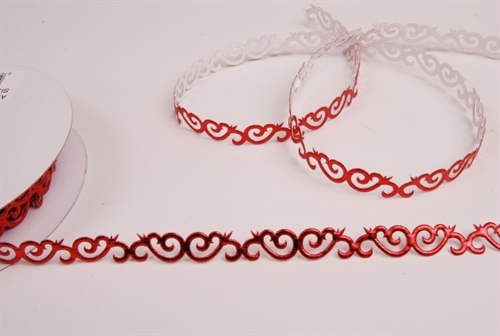 Band 10y/ 10mm, Ornament kl. klebend, rot Band 10y/ 10mm, Ornament kl. klebend, rot