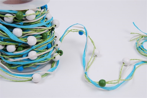 Band 10m/ 10mm, Wooden bead, blau Band 10m/ 10mm, Wooden bead, blau