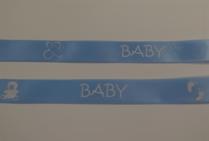 Band 20m/ 16mm, Baby/Bär - Satin, blau Band 20m/ 16mm, Baby/Bär - Satin, blau