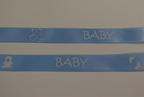 Band 20m/ 16mm, Baby/Bär - Satin, blau Band 20m/ 16mm, Baby/Bär - Satin, blau