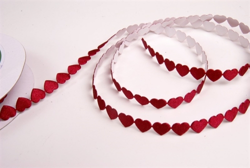 Band 10y/ 10mm, mini Herz klebend, stierenblut Band 10y/ 10mm, mini Herz klebend, stierenblut
