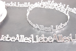 Band 10y/ 16mm, Alles Liebe klebend 120x, silber Band 10y/ 16mm, Alles Liebe klebend 120x, silber