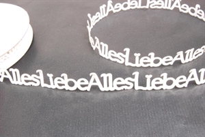 Band 10y/ 16mm, Alles Liebe klebend 120x, creme Band 10y/ 16mm, Alles Liebe klebend 120x, creme