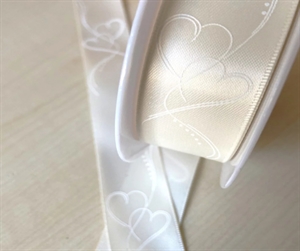 Band 25m/ 25mm, Satin - Hochzeit, creme-weiss Band 25m/ 25mm, Satin - Hochzeit, creme-weiss