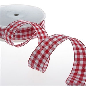 Band 20m/ 25mm, Karo Dasiy Check, rot Band 20m/ 25mm, Karo Dasiy Check, rot