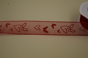 Band 10m/ 25mm, Herz, rot/rot Band 10m/ 25mm, Herz, rot/rot