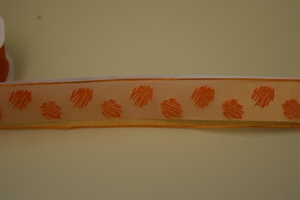 Band 10m/ 25mm, Abstract Dots auf Organza, orange