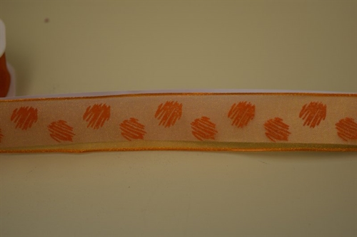 Band 10m/ 25mm, Abstract Dots auf Organza, orange Band 10m/ 25mm, Abstract Dots auf Organza, orange