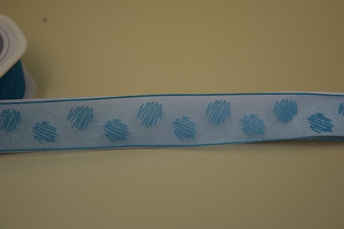 Band 10m/ 25mm, Abstract Dots auf Organza, türkis Band 10m/ 25mm, Abstract Dots auf Organza, türkis