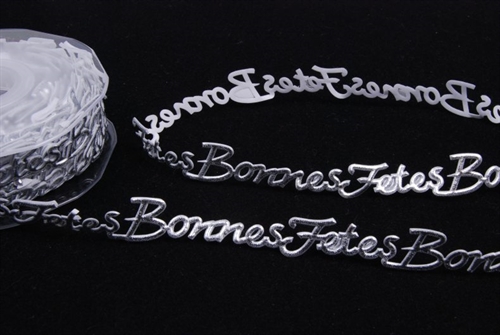 Band 10m/ 14mm, BonnesFetes klebend, silber Band 10m/ 14mm, BonnesFetes klebend, silber