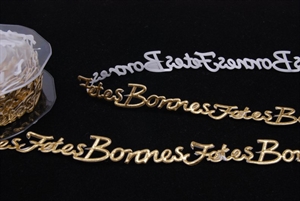 Band 10m/ 14mm, BonnesFetes klebend, gold Band 10m/ 14mm, BonnesFetes klebend, gold