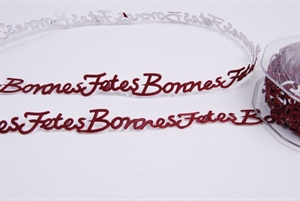 Band 10m/ 14mm, BonnesFetes klebend, bordeaux Band 10m/ 14mm, BonnesFetes klebend, bordeaux